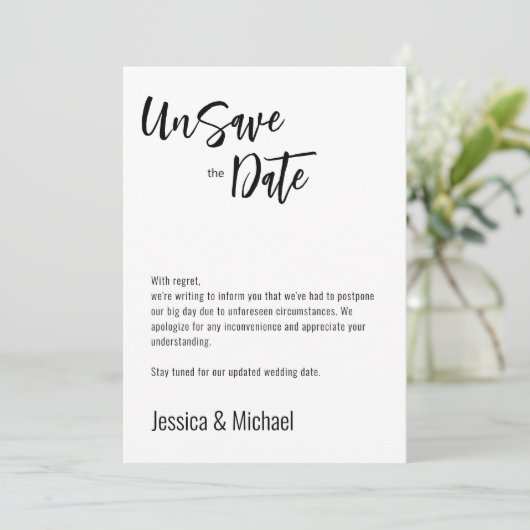 💍 zweiseitige Minimalistische Elegant UnSpeichern Save The Date (Stehend Vorderseite)