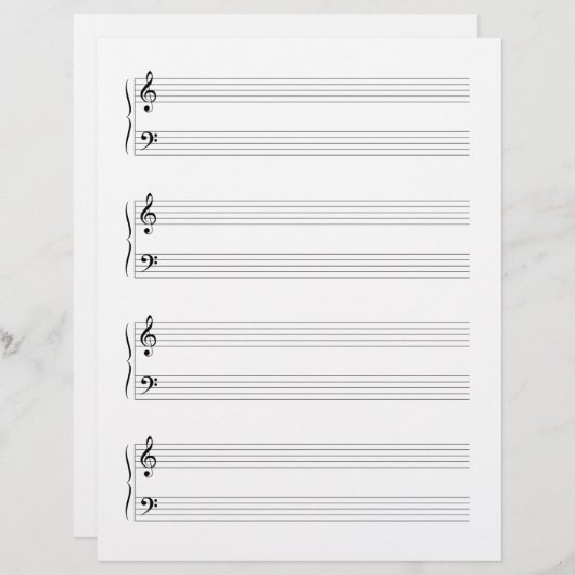 Zweiseitige Musikhandschrift für Großgestelle Briefbogen (Vorne/Hinten)