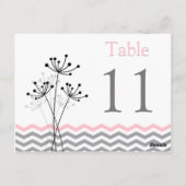 Zweiseitige, rosa, grau-weiße Zickzack Tischnummer (Rückseite)