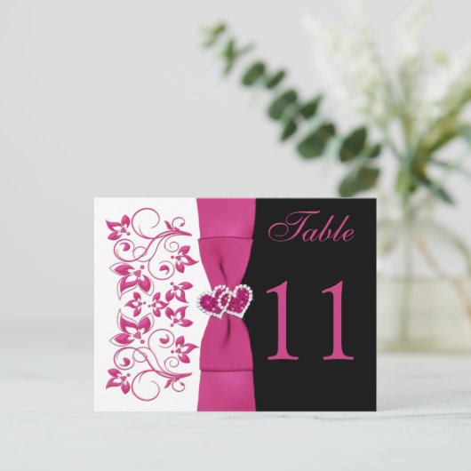 Zweiseitige, rosa, weiße, schwarze Tischnummer (Stehend Vorderseite)