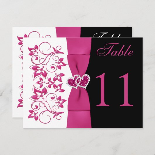 Zweiseitige, rosa, weiße, schwarze Tischnummer (Vorne/Hinten)