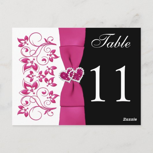 Zweiseitige, rosa, weiße, schwarze Tischnummer (Rückseite)