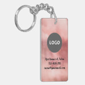 Zweiseitige Rose QR-Code und Firmenlogo Schlüsselanhänger (Vorderseite links)