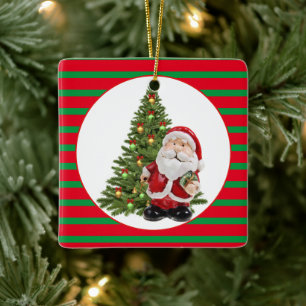 Zweiseitige Santas / Quadrat Keramikornament