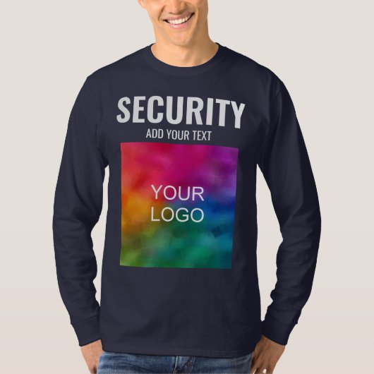 Zweiseitige Vorlage Mens Security Navy Blue T-Shirt (Vorderseite)