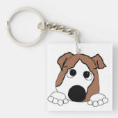 zweiseitiger Bulldogge-Rot-Weiß-Pinkel-Cartoon Schlüsselanhänger (Vorderseite)