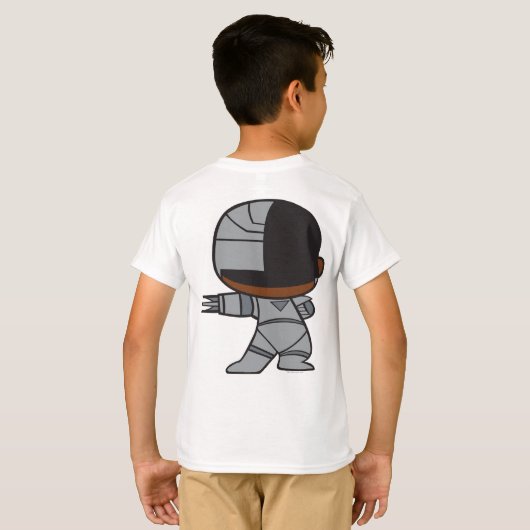 Zweiseitiger Chibi Cyborg T-Shirt (Schwarz voll)