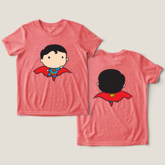 Zweiseitiger Chibi Superman Tri-Blend Shirt (Design Vorderseite & Rückseite)