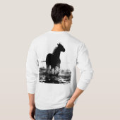 Zweiseitiger Running Horse Mens Long Sleeve T-Shirt (Schwarz voll)