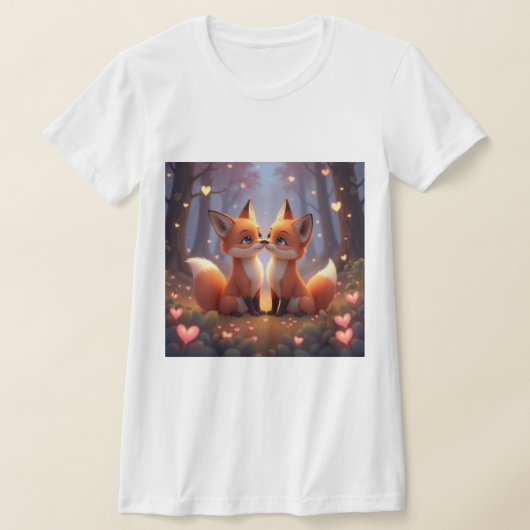 Zweiseitiger Whimsical Fox Couple T - Shirt (Ablage )
