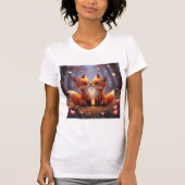 Zweiseitiger Whimsical Fox Couple T - Shirt (Vorderseite)