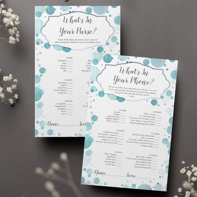 Zweiseitiges Baby-Duschspiel, Was ist in Ihrem Tel (Von Creator hochgeladen)