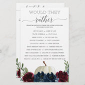 Zweiseitiges Brautparty Spiele Burgund Marine (Vorne/Hinten)