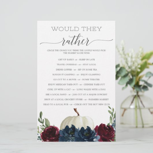 Zweiseitiges Brautparty Spiele Burgund Marine (Stehend Vorderseite)