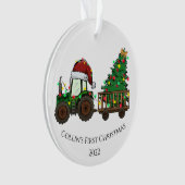 Zweiseitiges Foto & Baby's First Christmas Truck Ornament (Vorderseite)