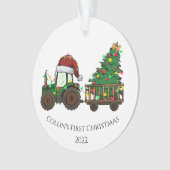 Zweiseitiges Foto & Baby's First Christmas Truck Ornament (Vorderseite)