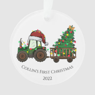 Zweiseitiges Foto & Baby's First Christmas Truck Ornament