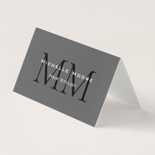 Zweiseitiges monogrammiertes schwarzes graues Kall Visitenkarten