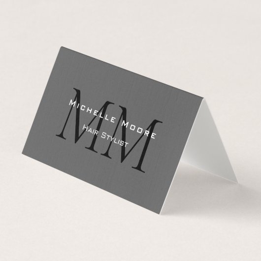 Zweiseitiges monogrammiertes schwarzes graues Kall Visitenkarten (Vorderseite)