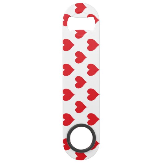 Zweiseitiges Muster in Rot und Weißem Herz Speedflaschenöffner (Rückseite)