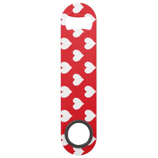 Zweiseitiges Muster in Rot und Weißem Herz Speedflaschenöffner (Vorderseite)