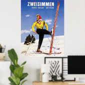 Zweisimmen, Berner Oberland, Schweiz, Ski Poster (Heimbüro)