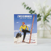 Zweisimmen, Berner Oberland, Schweiz, Ski Postkarte (Stehend Vorderseite)