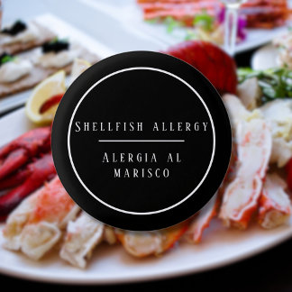 Zweisprachige Allergie gegen Schalentiere Button