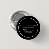 Zweisprachige Allergie gegen Schalentiere Button (Vorne & Hinten)