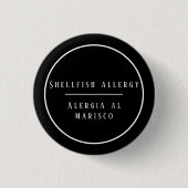 Zweisprachige Allergie gegen Schalentiere Button (Vorderseite)