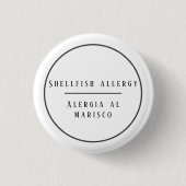 Zweisprachige Allergie gegen Schalentiere Button (Vorderseite)