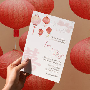Zweisprachige chinesische Hochzeitseinladung mit r Einladung