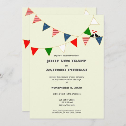 Zweisprachige Einladung zu Hochzeiten in den USA u (Vorne/Hinten)