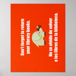 Zweisprachige Erinnerung zur Rückgabe von Biblioth Poster