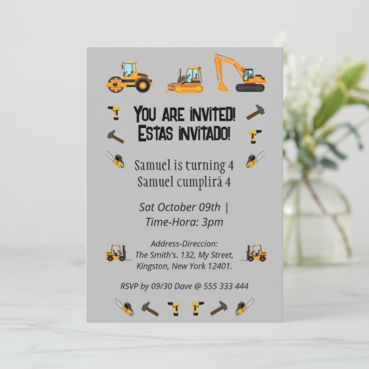 Zweisprachige Geburtstagsparty Einladung (Stehend Vorderseite)