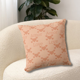Zweisprachige Peach Hearts Amor Liebe Text Kissen