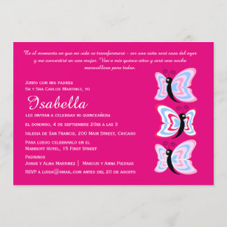 Zweisprachige Quinceañera Butterfly zum Geburtstag Einladung