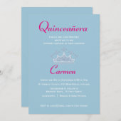 Zweisprachige Quinceañera Tiara Einladung (Vorne/Hinten)