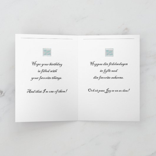 Zweisprachige schwedische und englische Geburtstag Karte (Innenseite)