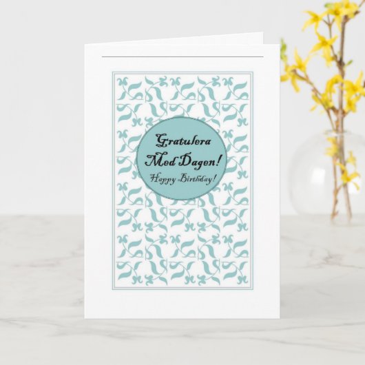 Zweisprachige schwedische und englische Geburtstag Karte (Gelbe Blume)