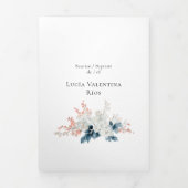 Zweisprachige Spanisch-Englisch-Blume Taufe Bautiz Dreifach Gefaltete Einladung (Cover)