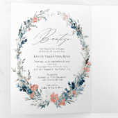 Zweisprachige Spanisch-Englisch-Blume Taufe Bautiz Dreifach Gefaltete Einladung (Innen Erste Seite)