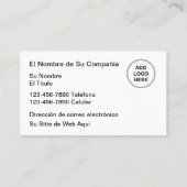 Zweisprachige Spanisch-Logo-Visitenkarten Visitenkarte (Rückseite)