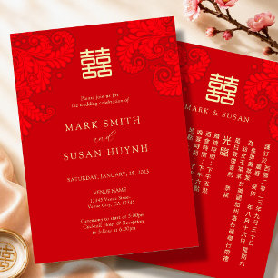 Zweisprachige traditionelle chinesische Hochzeitse Einladung