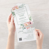 Zweisprachige vietnamesische rosa Blume All In One Einladung (Abreißen)