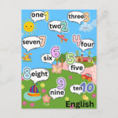 Zweisprachige Zählung 1 bis 10 (Englisch, Spanisch Postkarte (Vorderseite)