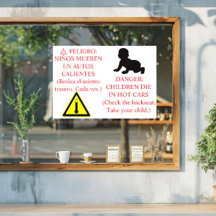 Zweisprachiger Auto-Sicherheitshinweis  Fensteraufkleber