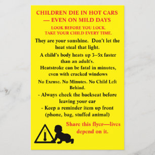 Zweisprachiger Flyer "Kinder in heißen Autos Die"