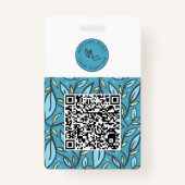 Zweisprachiges blaues Blätter Muster Abzeichen Ausweis (Rückseite)