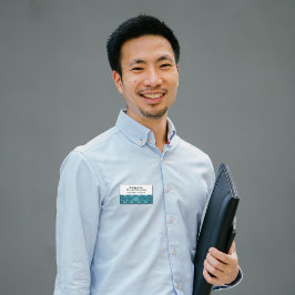 Zweisprachiges blaues Blätter Muster Abzeichen Namenschild